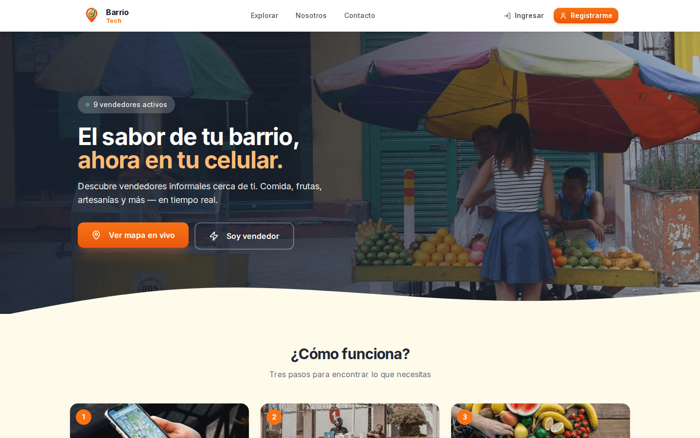 BarrioTech (gps.andresmorales.com.co): landing page for the GPS street sellers platform I built and operate